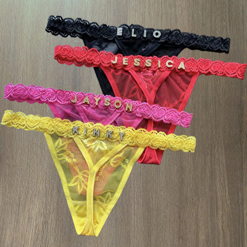 Thong Bikini Women - Custom Thong Panties Name Crystal Letter