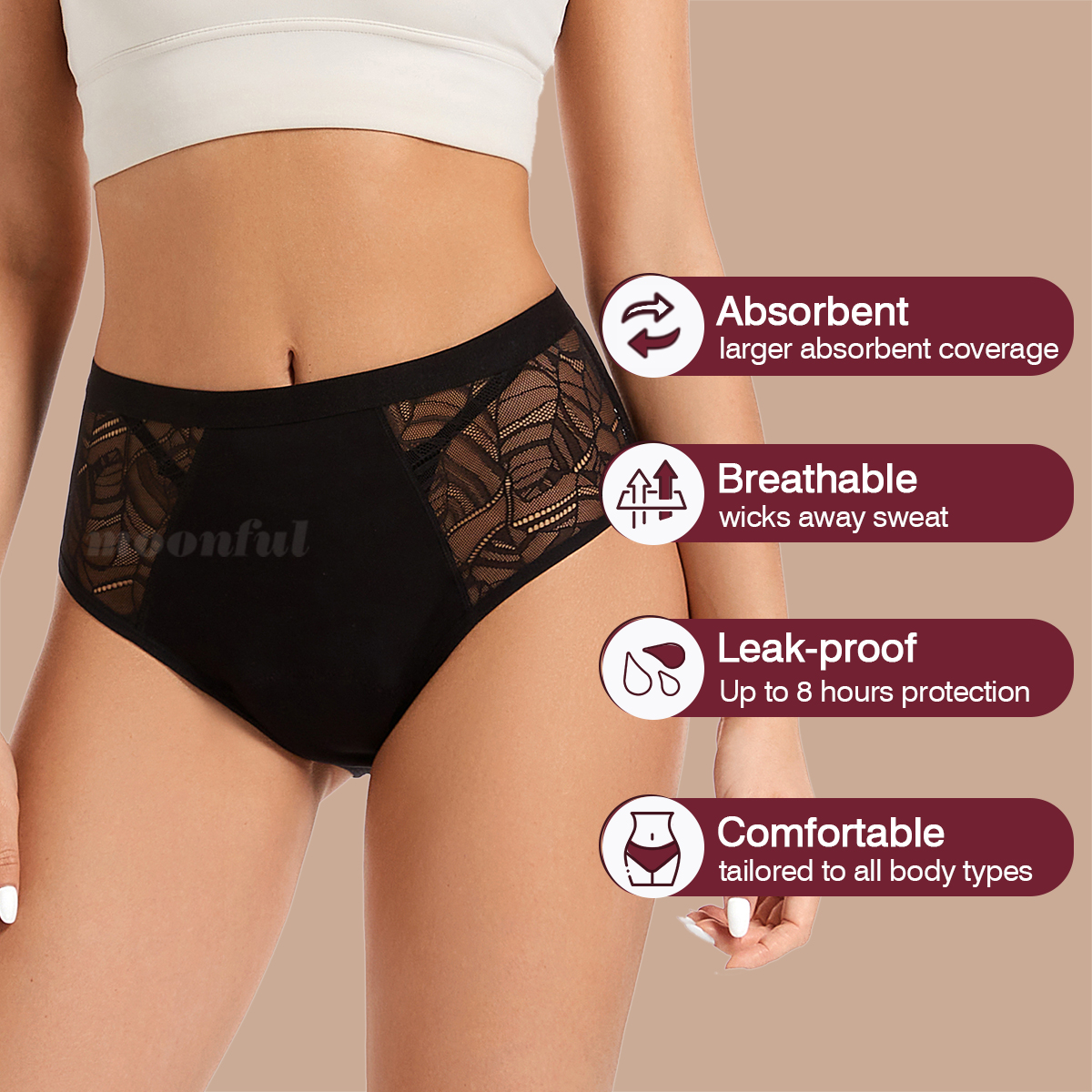 Moonful Women's Menstrual Pant - Period Panty Absorbent บทวิจารณ์และราคา