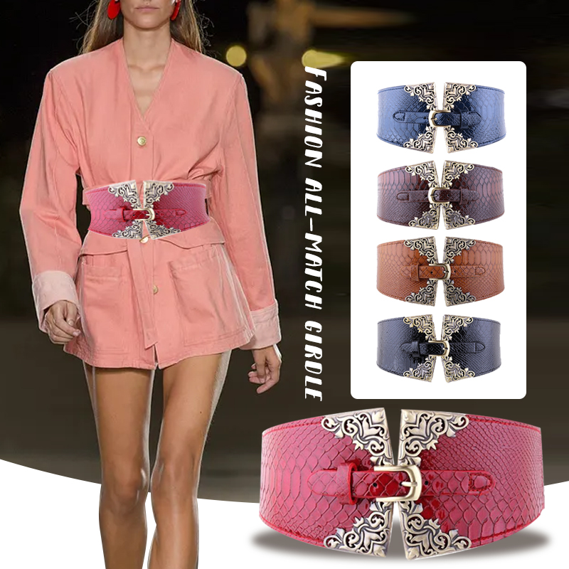 Women Elastic Buckle Wide Belt - Corset Waist Cinch บทวิจารณ์และราคา