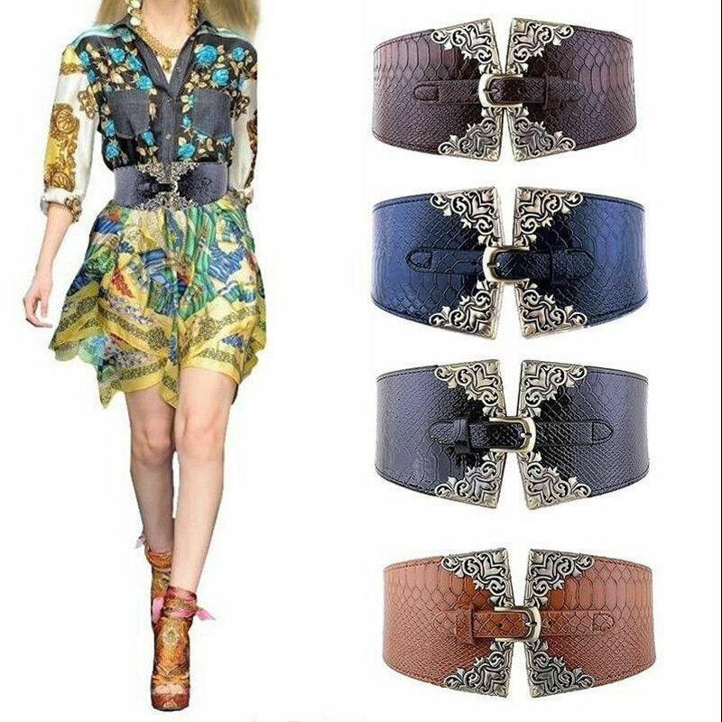 Women Elastic Buckle Wide Belt - Corset Waist Cinch บทวิจารณ์และราคา
