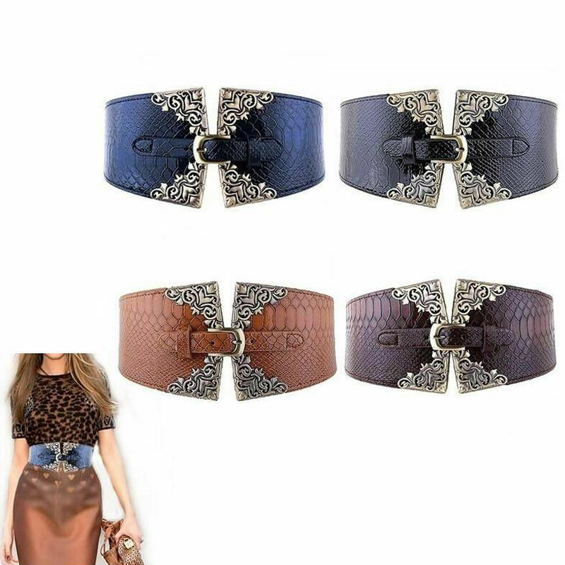 Women Elastic Buckle Wide Belt - Corset Waist Cinch บทวิจารณ์และราคา