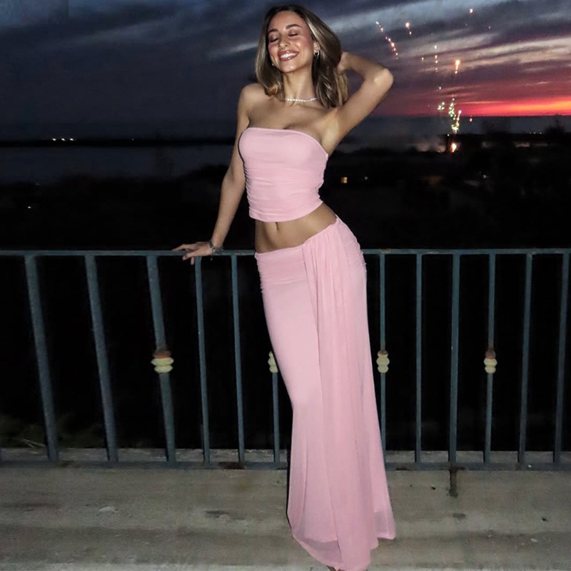 Tuularose Pink Long Dress 2-Pi - Strapless Bra Backless บทวิจารณ์และราคา
