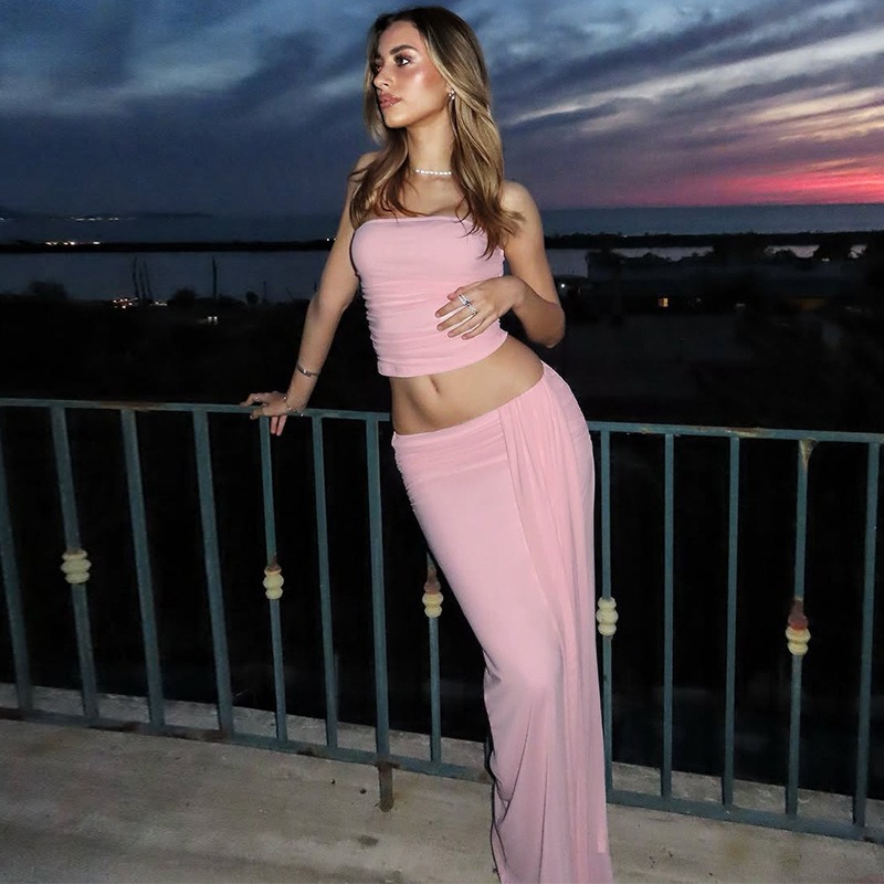 Tuularose Pink Long Dress 2-Pi - Strapless Bra Backless บทวิจารณ์และราคา