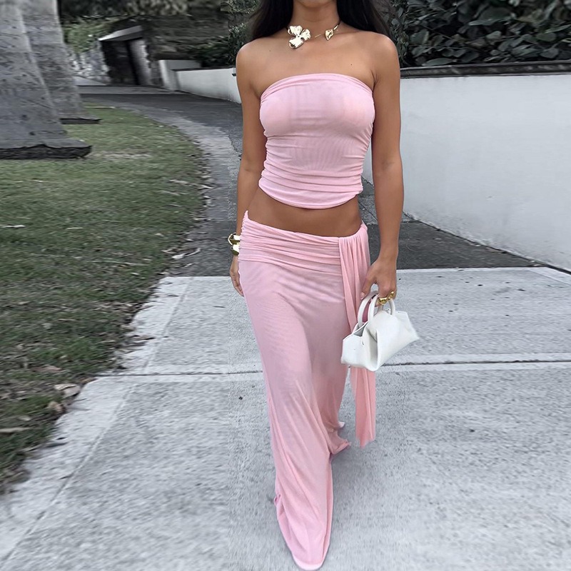 Tuularose Pink Long Dress 2-Pi - Strapless Bra Backless บทวิจารณ์และราคา