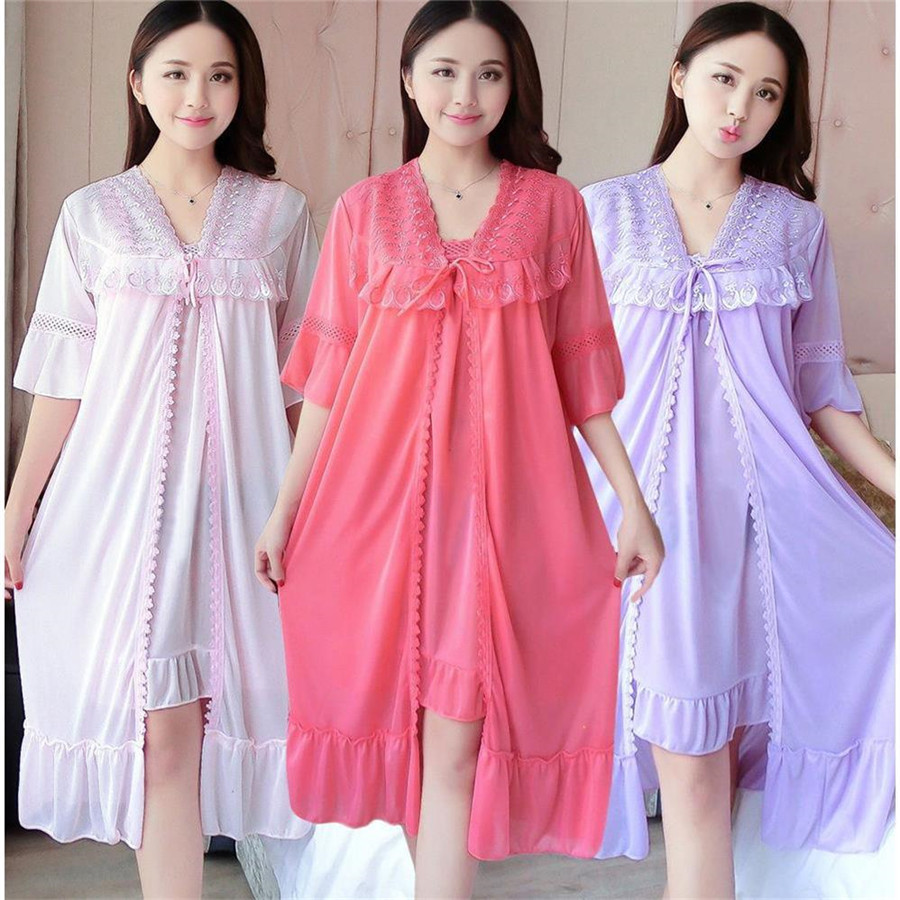 2024 Sexy V Neck Nightdress Sl - Robe Silk Women บทวิจารณ์และราคา