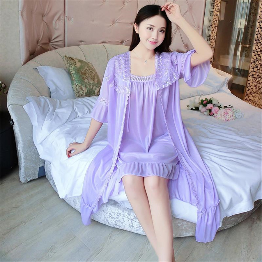2024 Sexy V Neck Nightdress Sl - Robe Silk Women บทวิจารณ์และราคา