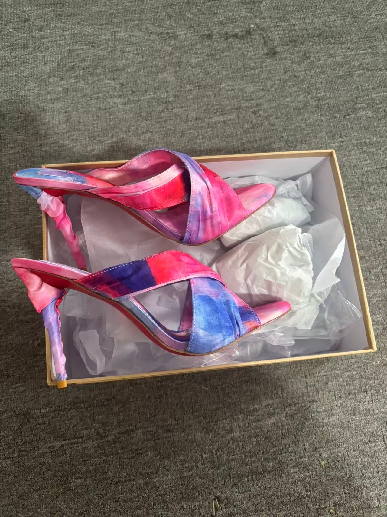 Women's Pink-Blue Tie-Dye Sati - Slip Dress Satin บทวิจารณ์และราคา