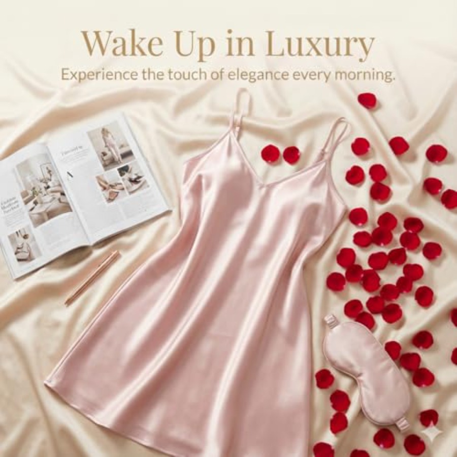Women's Spaghetti Strap Satin  - Babydoll Chemise Night บทวิจารณ์และราคา