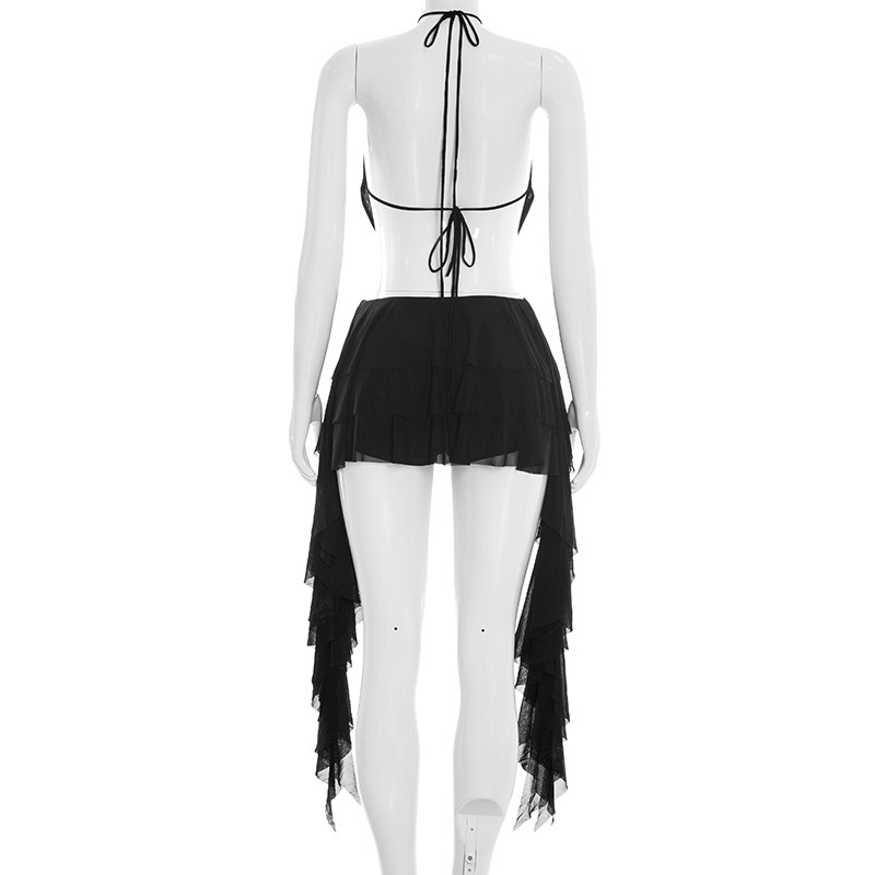 Women Sexy Solid Mesh 2 Piece  - Cami Top Lace บทวิจารณ์และราคา