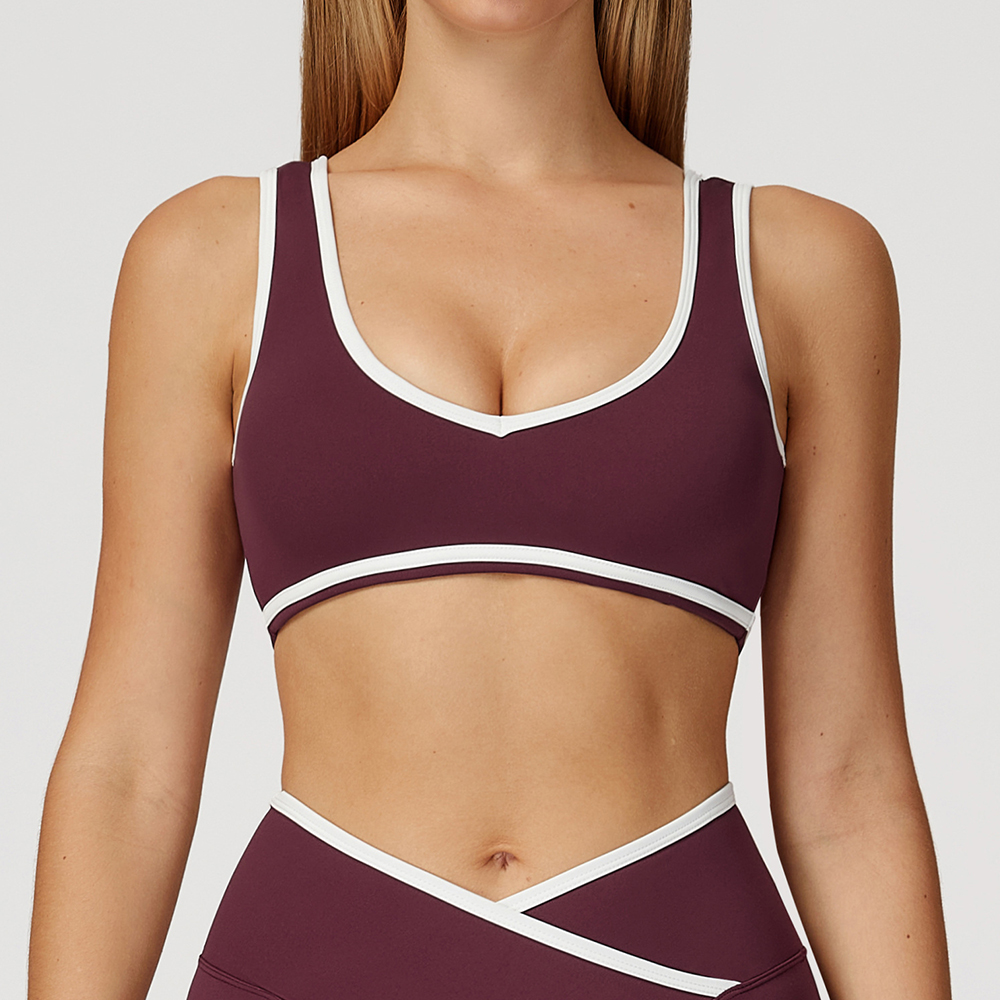 V-Neck Sports Bra Women Top Pu - Sports Bra High Impact บทวิจารณ์และราคา