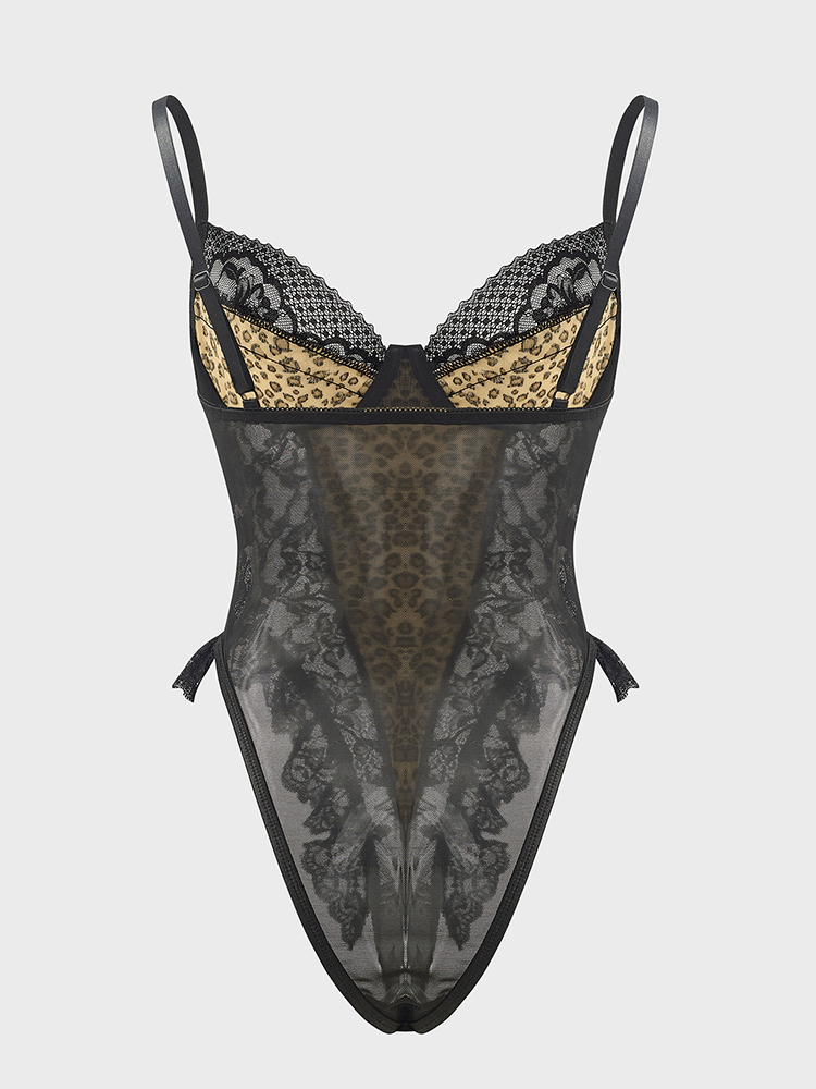 Sexy Lace Leopard Pattern Body - Shapewear Bodysuit Firm บทวิจารณ์และราคา