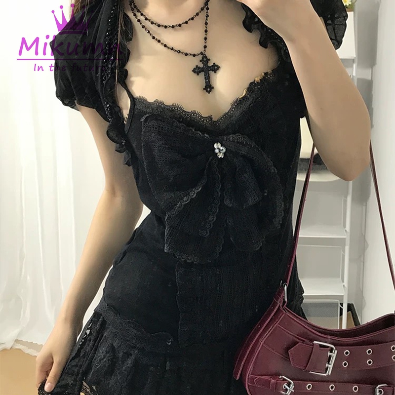 Mikumn Gothic Lolita Black Lac - Cami Top Lace บทวิจารณ์และราคา