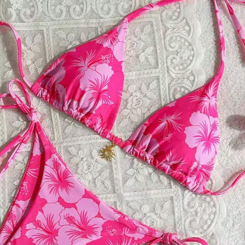 Women's Printed Vest Bikini+Th - Thong Bikini Women บทวิจารณ์และราคา