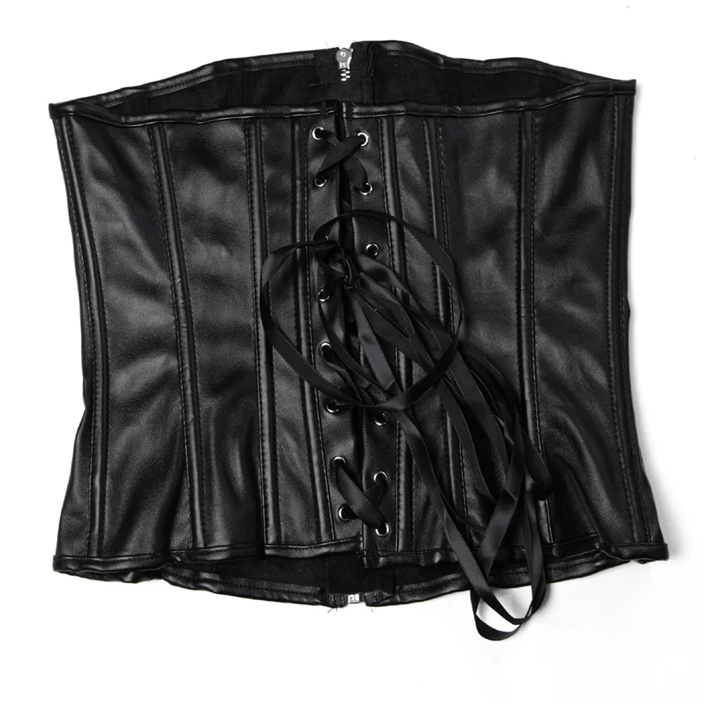 Black Short Zipper PU Faux Lea - Corset Waist Cinch บทวิจารณ์และราคา
