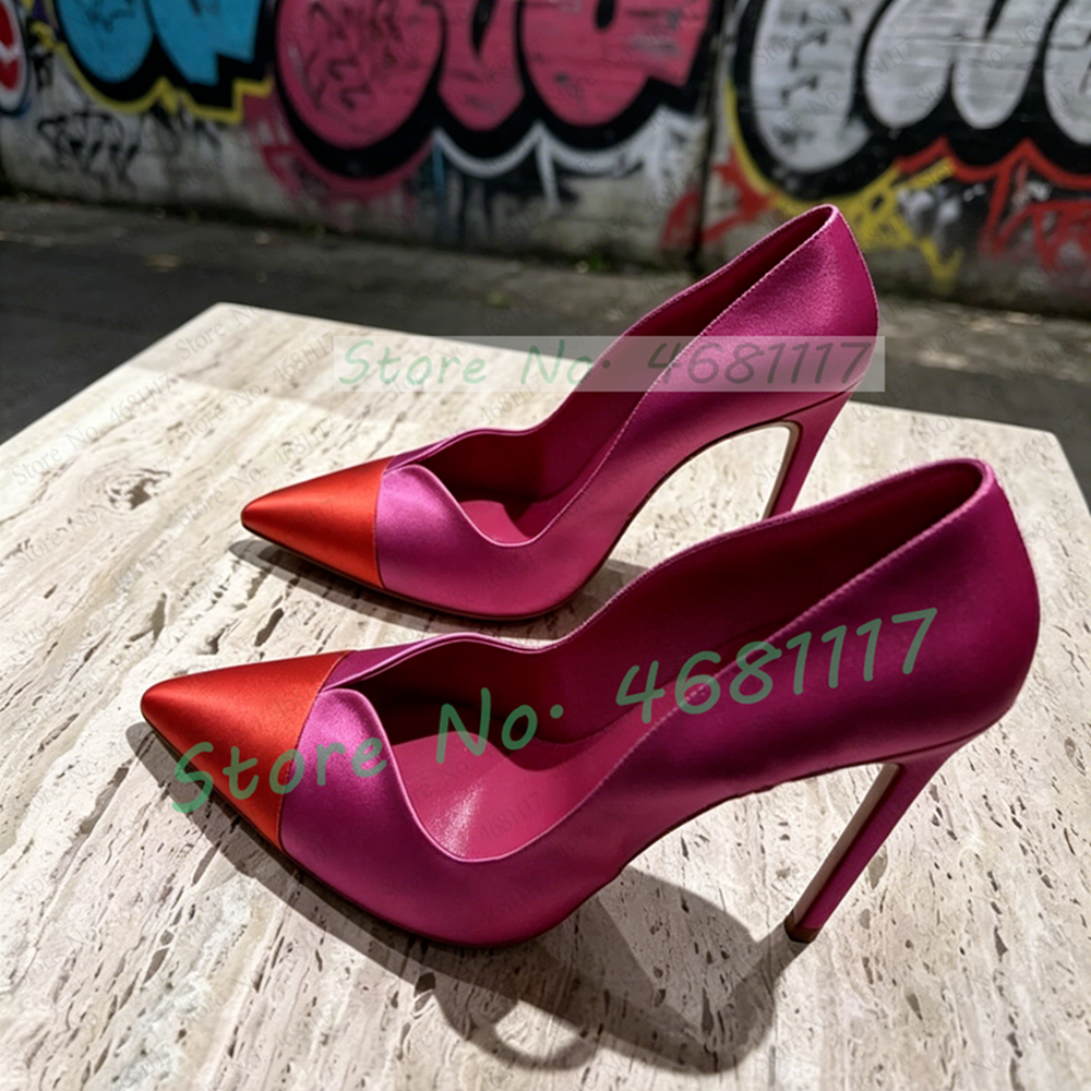 Rose Red Satin Pumps With Red  - Slip Dress Satin บทวิจารณ์และราคา