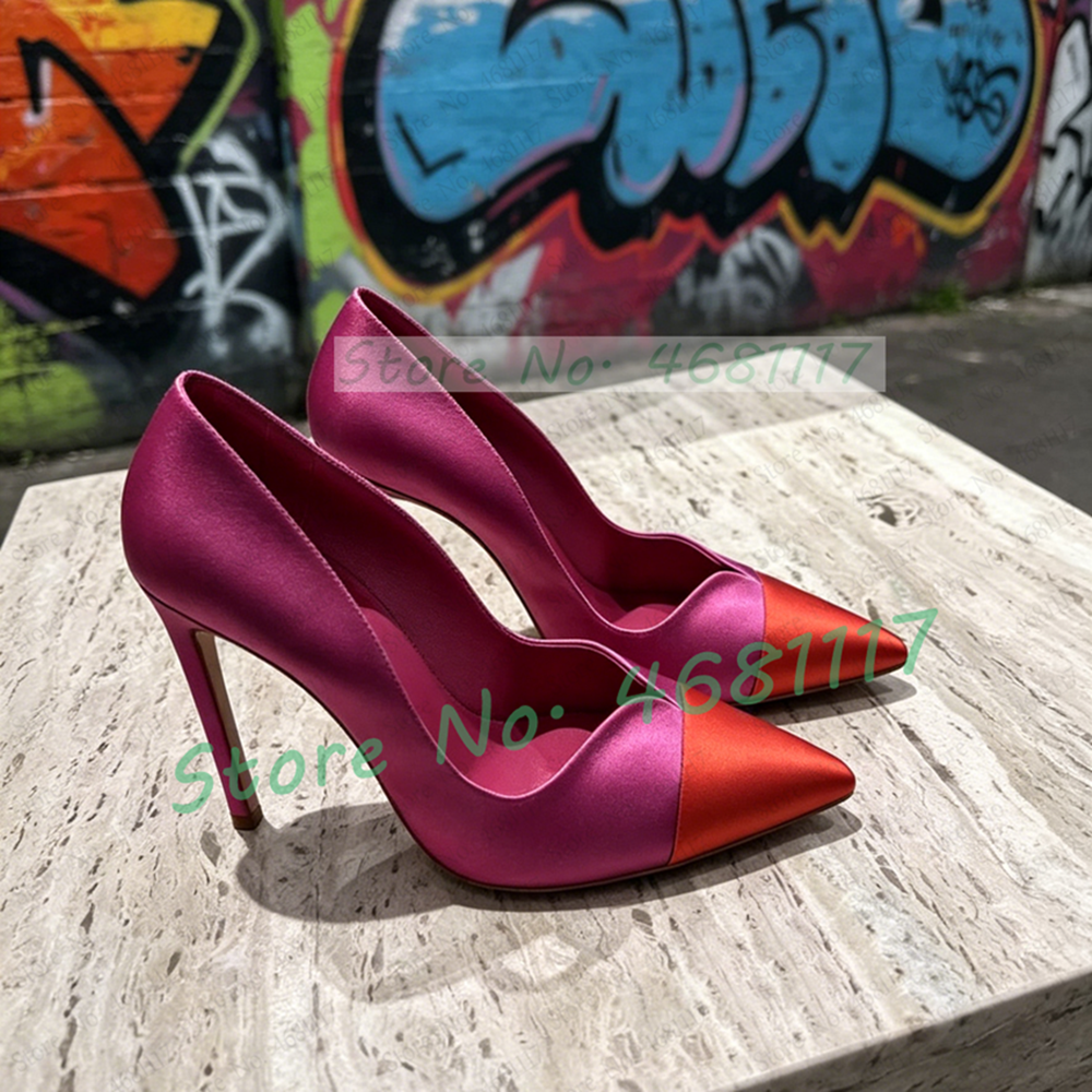 Rose Red Satin Pumps With Red  - Slip Dress Satin บทวิจารณ์และราคา