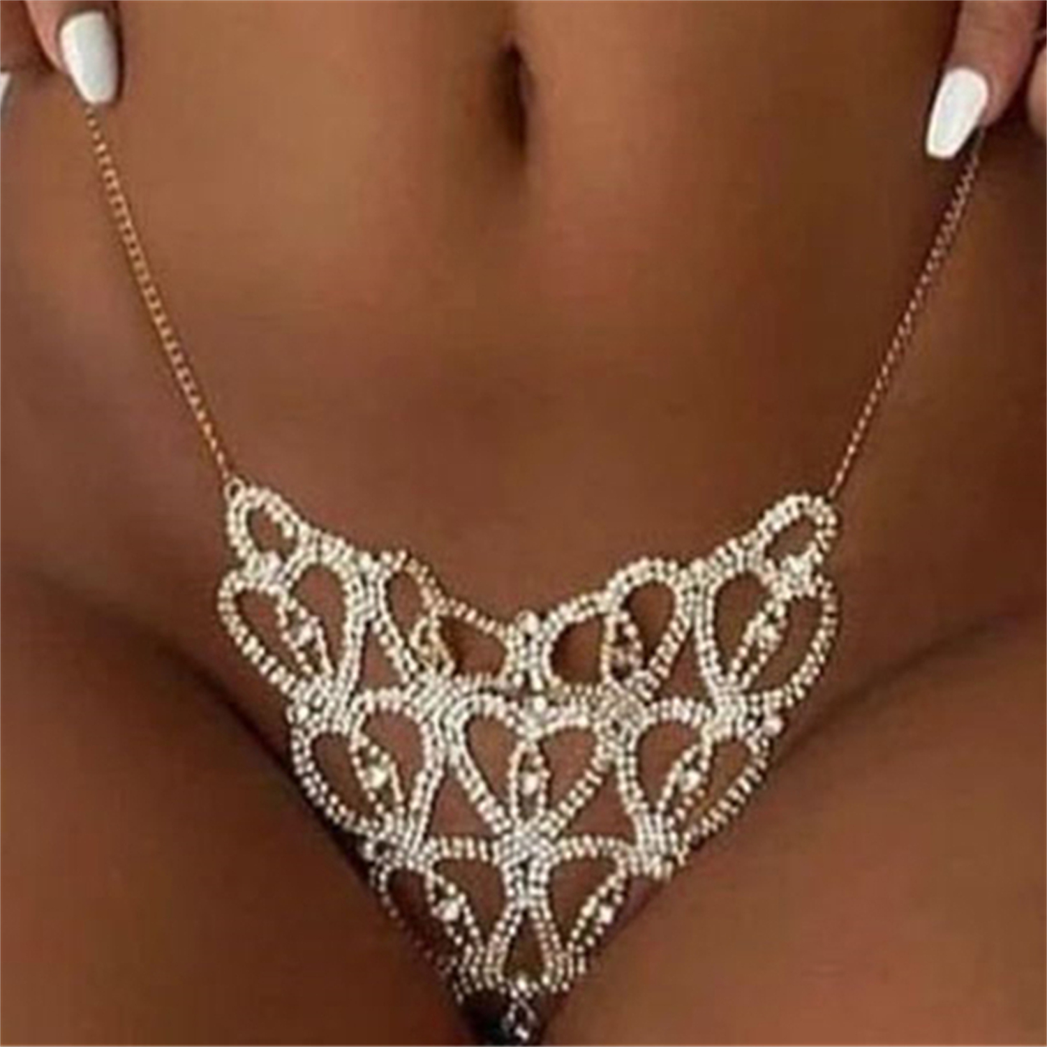 Sexy Body Chain Heart-shaped T - Thong Bikini Women บทวิจารณ์และราคา