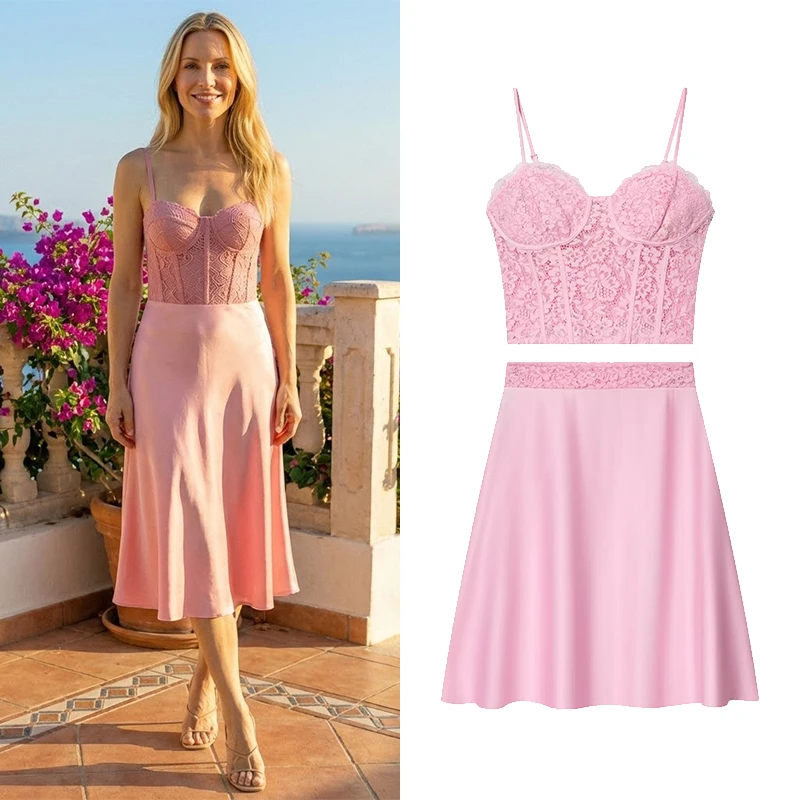 FANAN Women Fashion 2 Piece Se - Cami Top Lace บทวิจารณ์และราคา