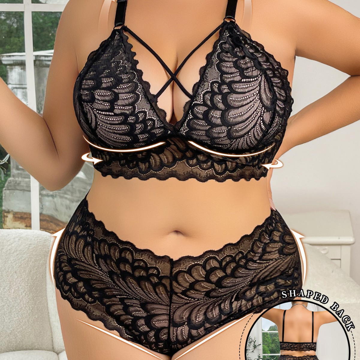 Plus Size Lingerie Set Wire-Fr - Seamless Underwear Women บทวิจารณ์และราคา