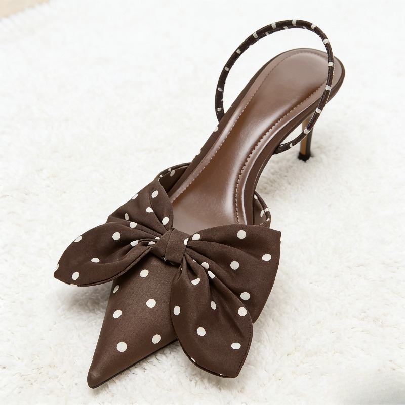 Brown Polka Dot Butterfly Knot - Slip Dress Satin บทวิจารณ์และราคา