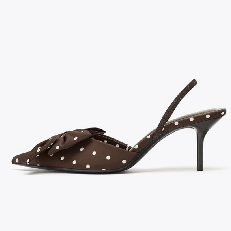 Brown Polka Dot Butterfly Knot - Slip Dress Satin บทวิจารณ์และราคา