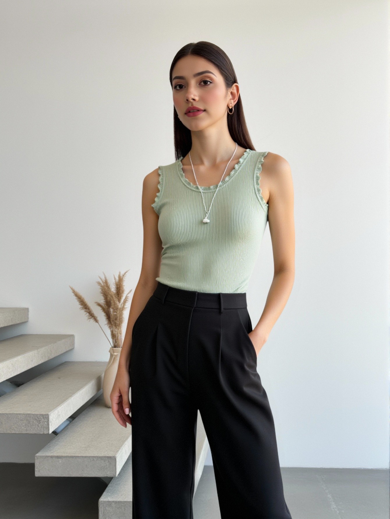 Women's Sleeveless Lace Trim R - Cami Top Lace บทวิจารณ์และราคา