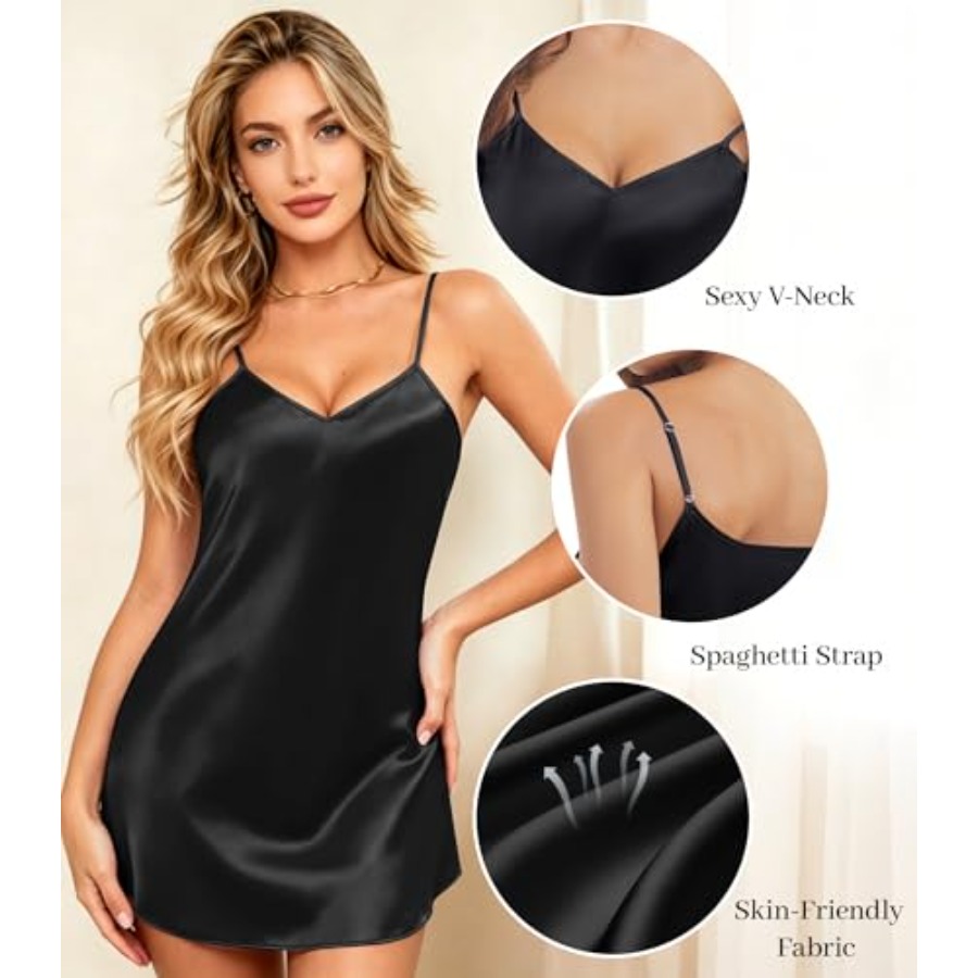 ETOSELL Womens Satin Nightgown - Babydoll Chemise Night บทวิจารณ์และราคา