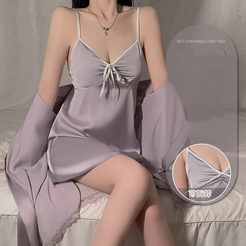 Ice Silk Satin Twinset Robe Se - Robe Silk Women บทวิจารณ์และราคา