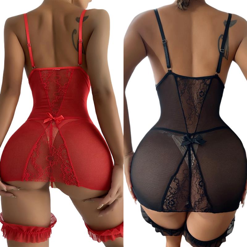Transparent V-neck Strap Night - Babydoll Chemise Night บทวิจารณ์และราคา