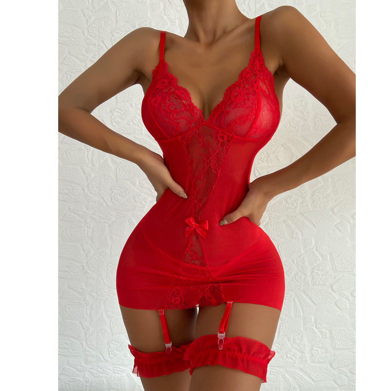 Transparent V-neck Strap Night - Babydoll Chemise Night บทวิจารณ์และราคา