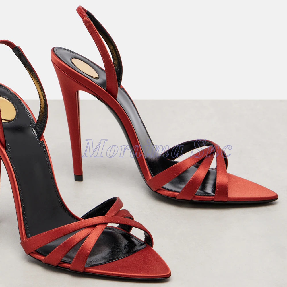 Satin Pointed Toe Cross Strap  - Slip Dress Satin บทวิจารณ์และราคา