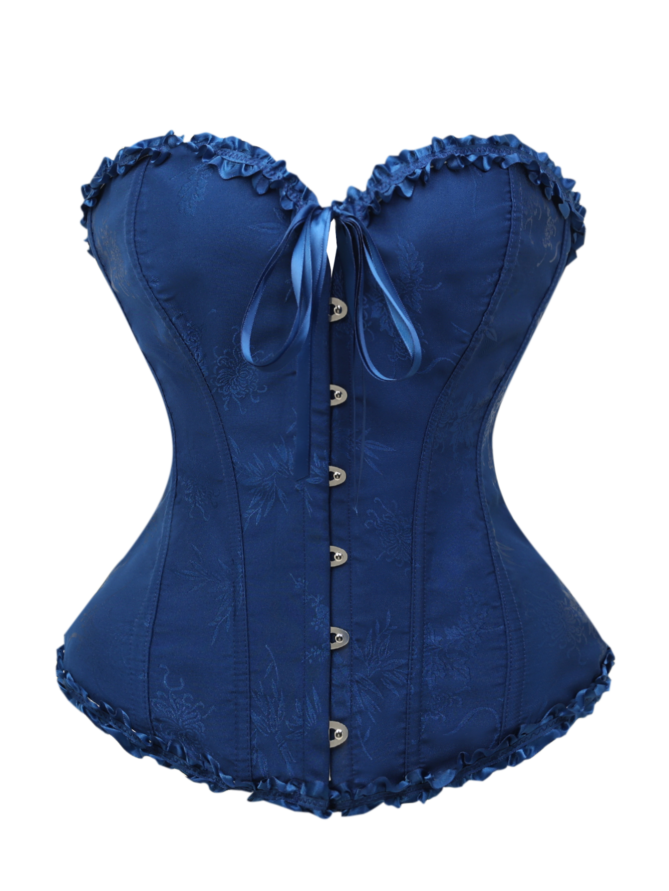 Dark blue jacquard lace edged  - Corset Waist Cinch บทวิจารณ์และราคา
