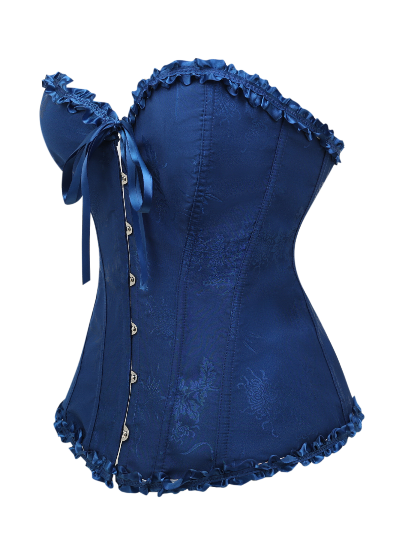 Dark blue jacquard lace edged  - Corset Waist Cinch บทวิจารณ์และราคา