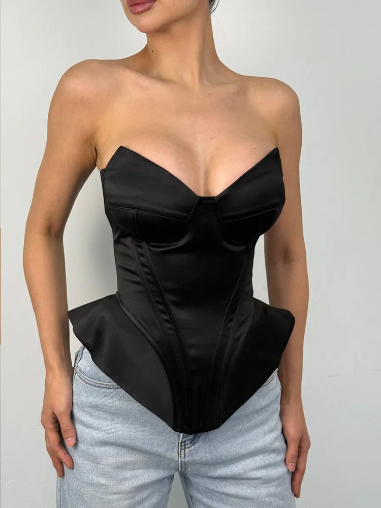 BKQU Sexy Fishbone Strapless C - Corset Waist Cinch บทวิจารณ์และราคา