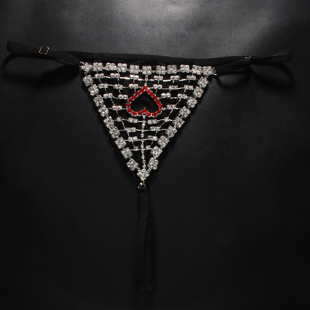 Rhinestones Heart Hollow Thong - Thong Bikini Women บทวิจารณ์และราคา