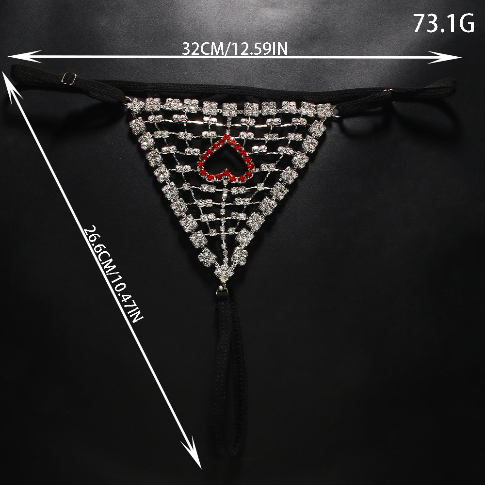 Rhinestones Heart Hollow Thong - Thong Bikini Women บทวิจารณ์และราคา